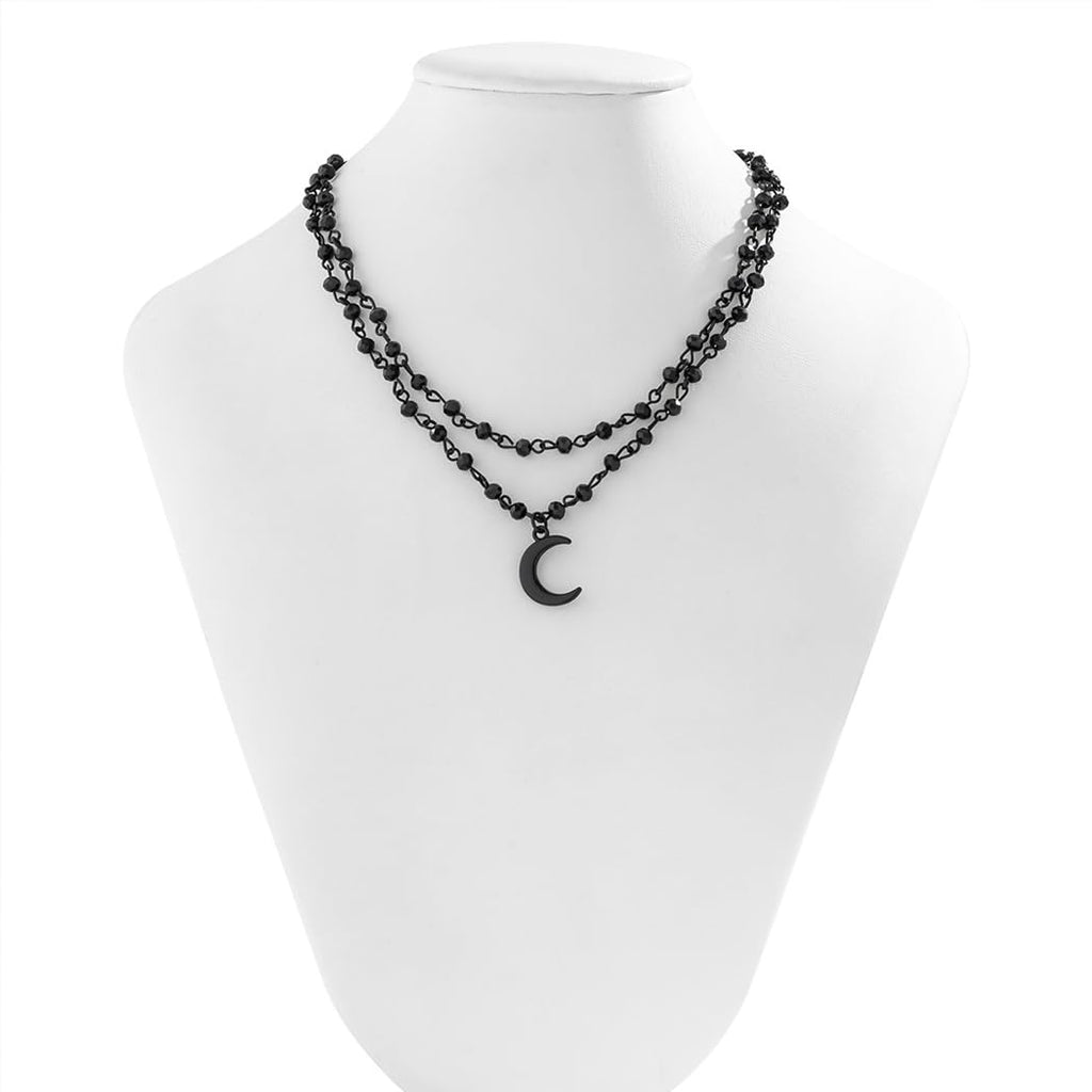 Layered Beaded Moon Necklace