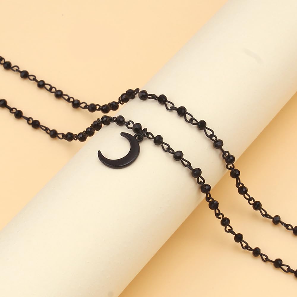 Layered Beaded Moon Necklace