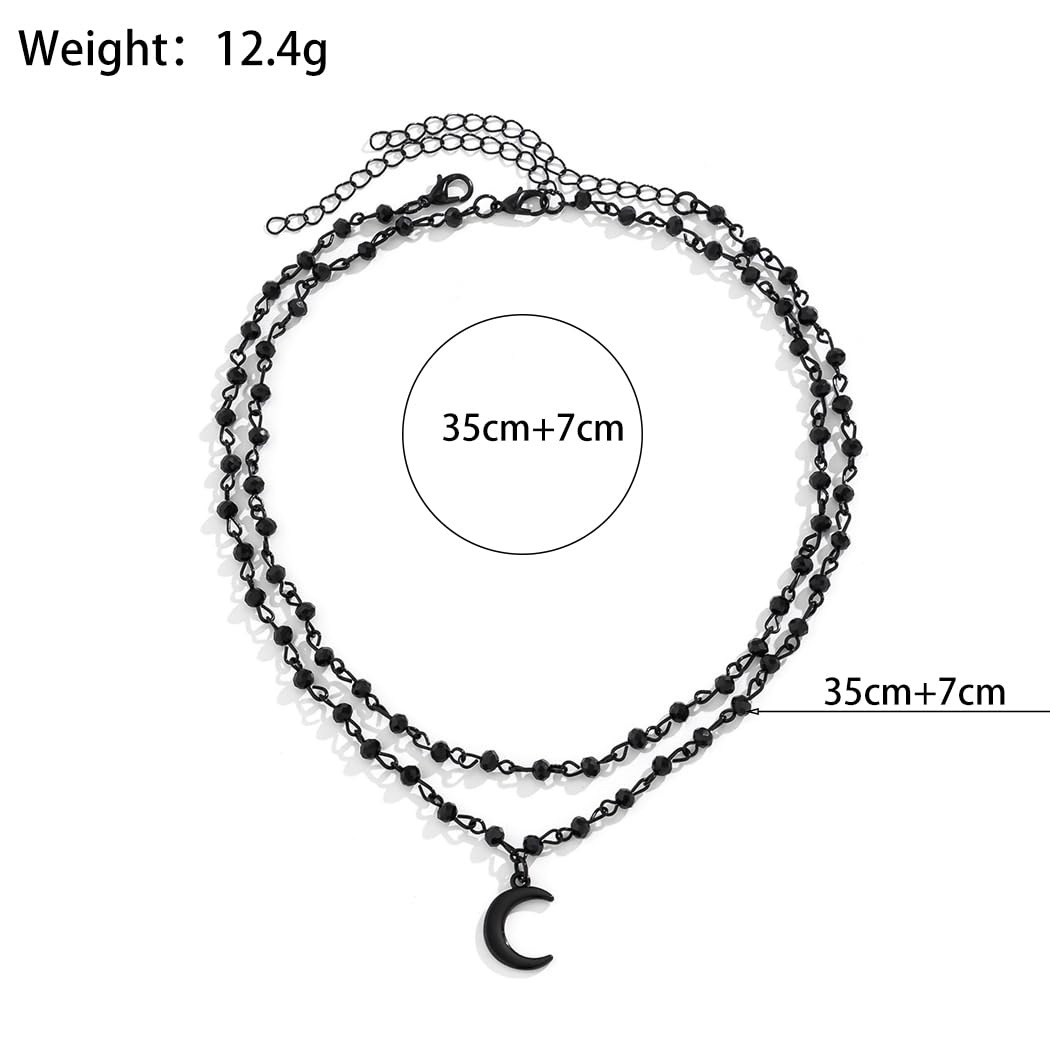 Layered Beaded Moon Necklace
