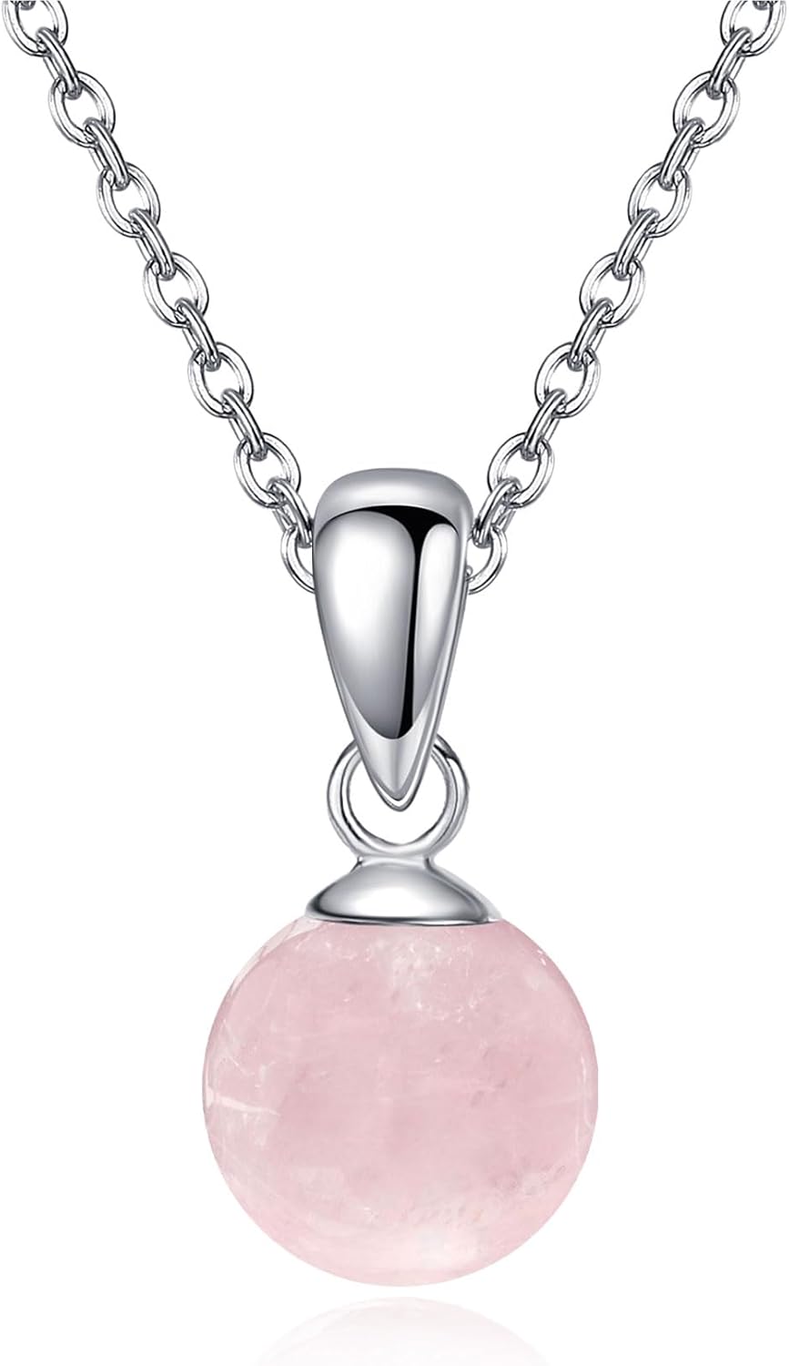 Rose Quartz Crystal Necklace Sterling Silver