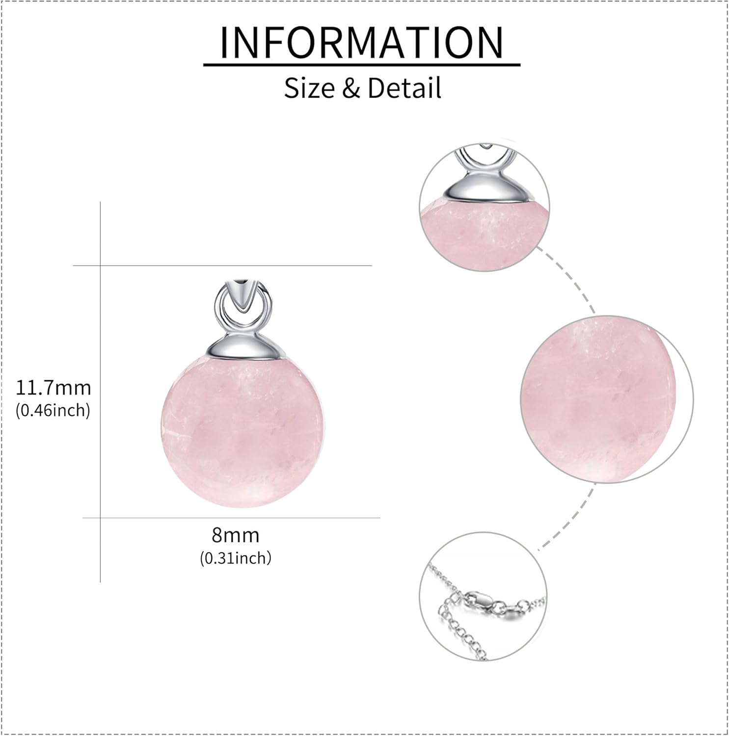 Rose Quartz Crystal Necklace Sterling Silver