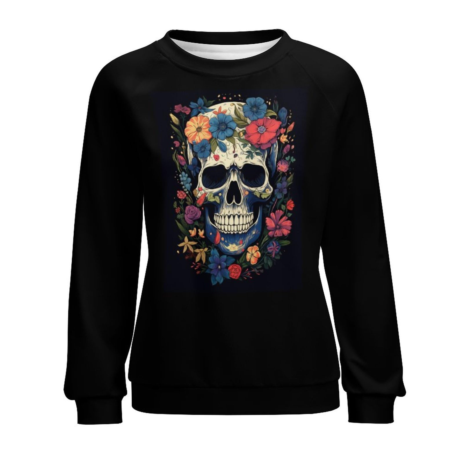 Lurhonp Women's Skull Graphic Sweatshirt Halloween Crewneck Long Sleeve Pullover Tops