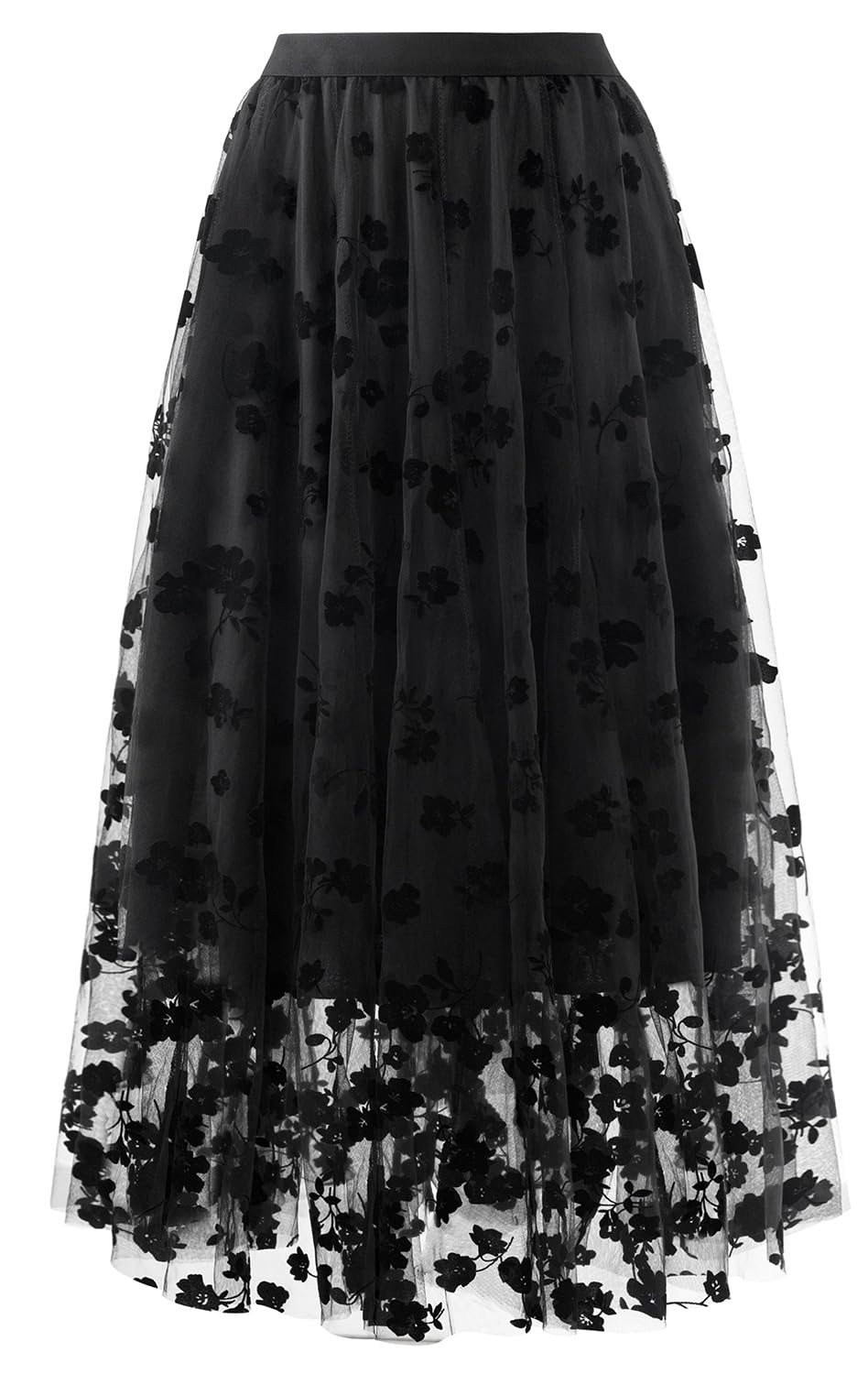 Pleated High Waisted Tulle Skirt Floral