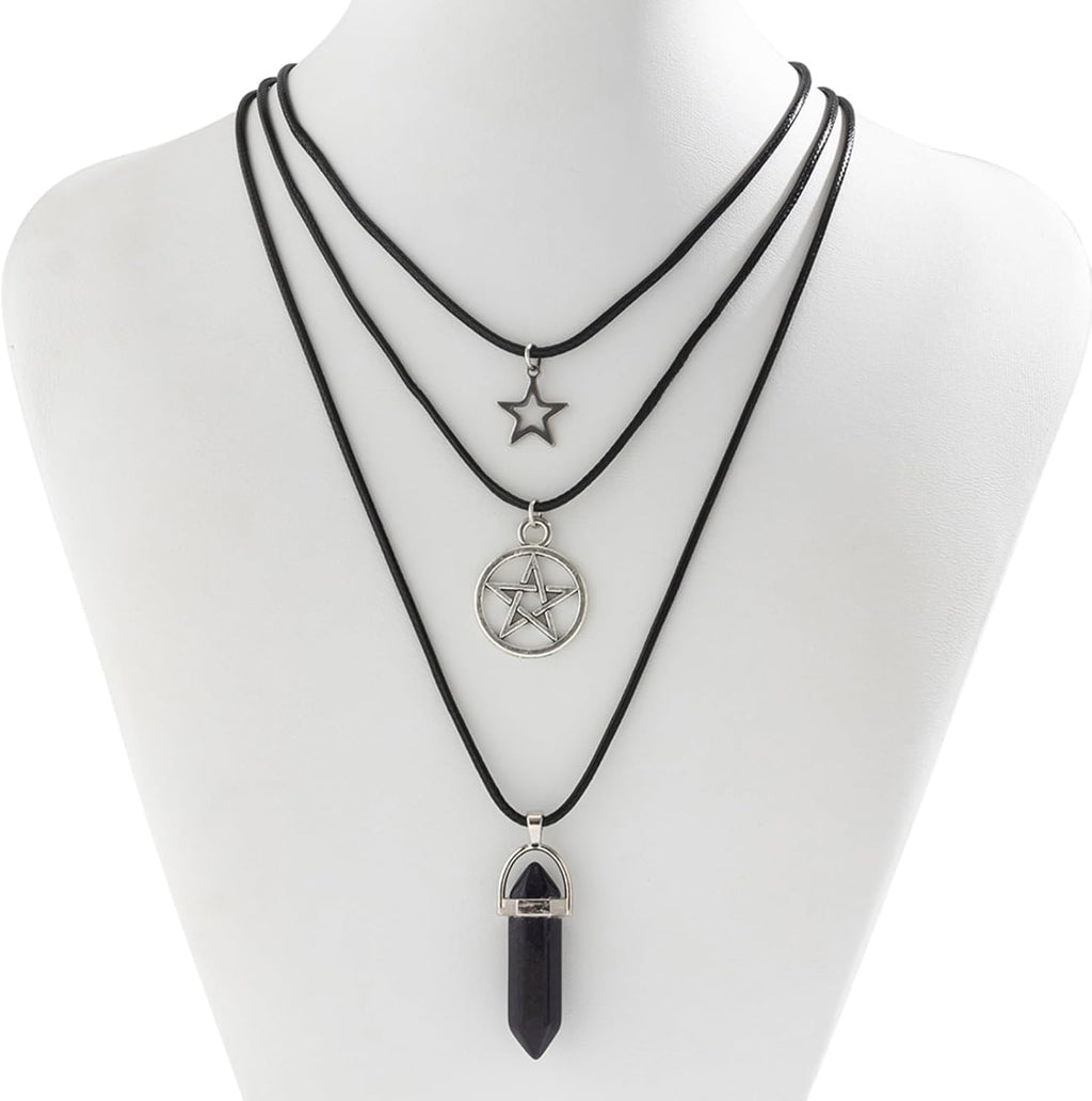 Layered Necklace for Women Witchy Jewelry Geometric Star Pendant Necklace Celestial Jewelry Holiday Party Birthday Gift for Her