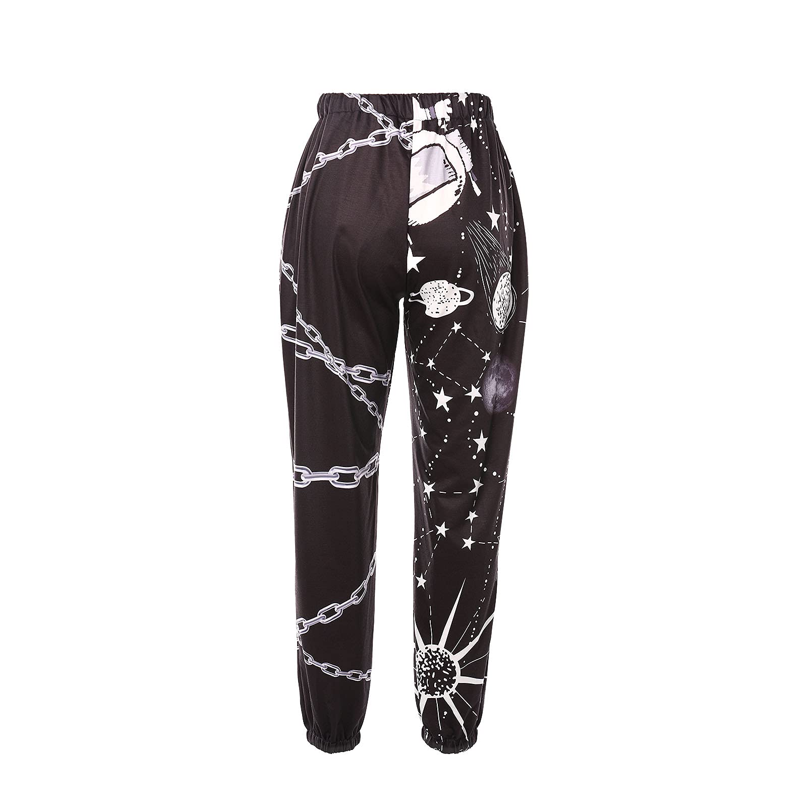 Amuver Women's Boho Hippie Harem Pants High Smocked Waist Printed Patchwork Sweatpants Yoga 90S Goth Baggy Casual Trousers