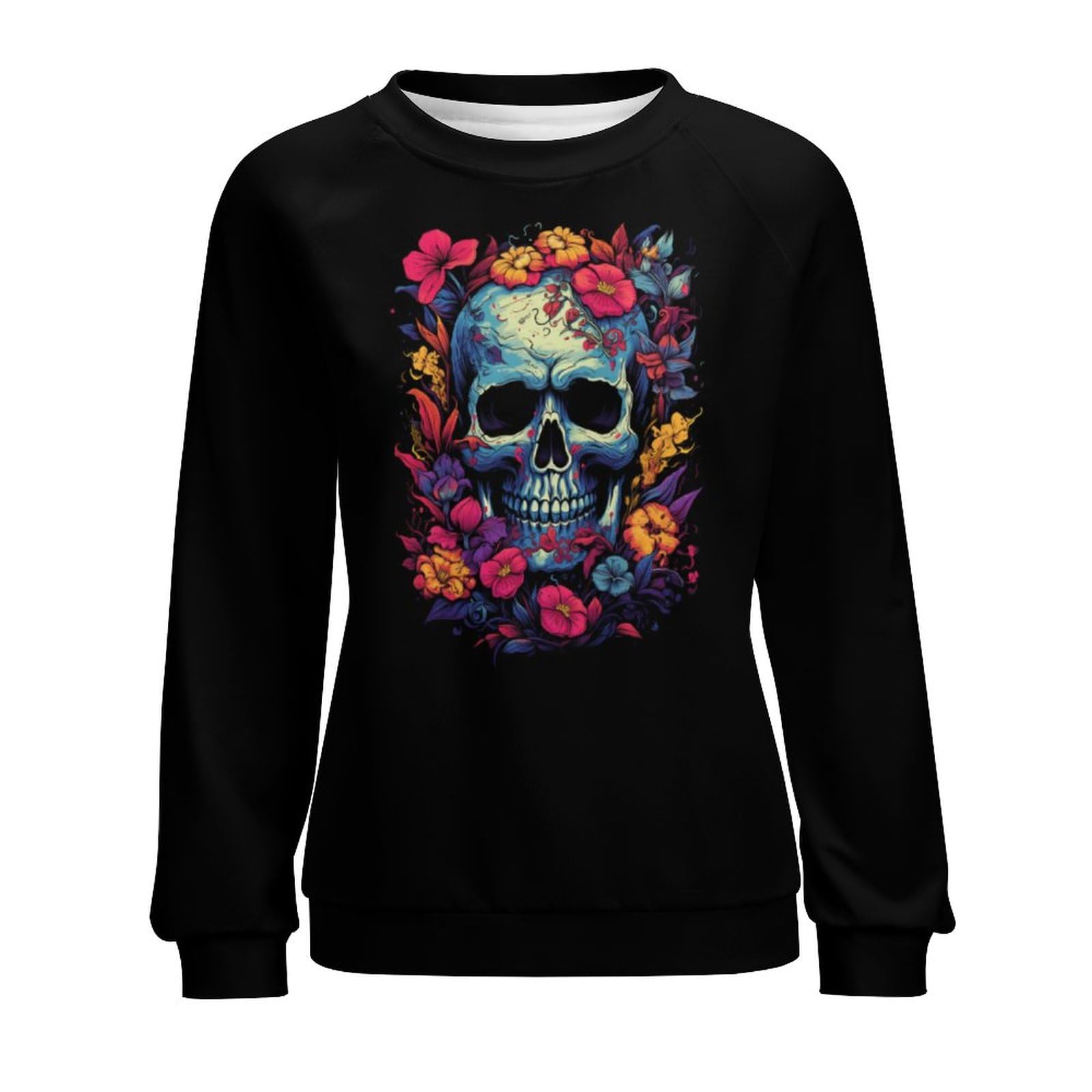 Lurhonp Women's Skull Graphic Sweatshirt Halloween Crewneck Long Sleeve Pullover Tops