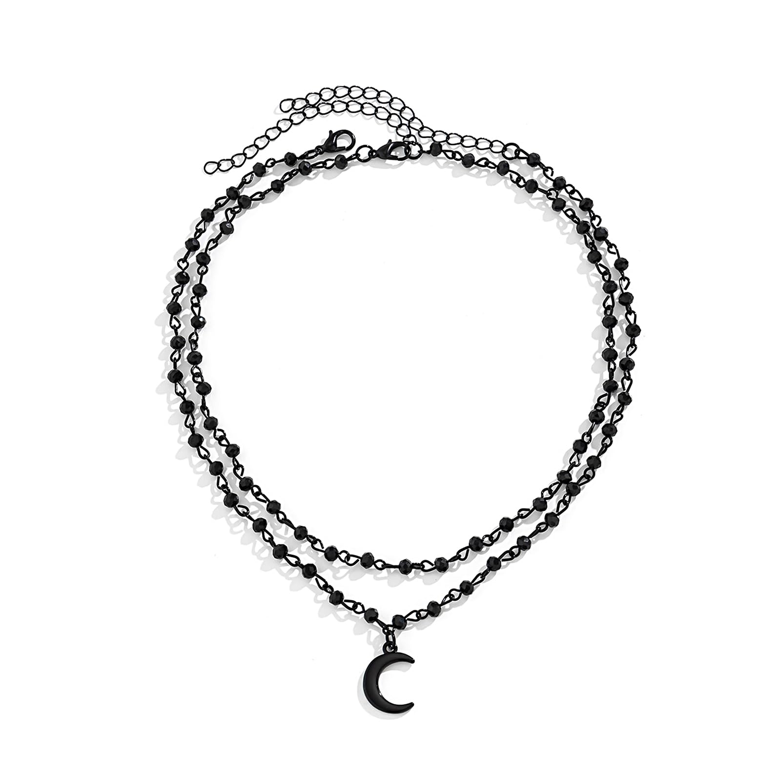 Layered Beaded Moon Necklace
