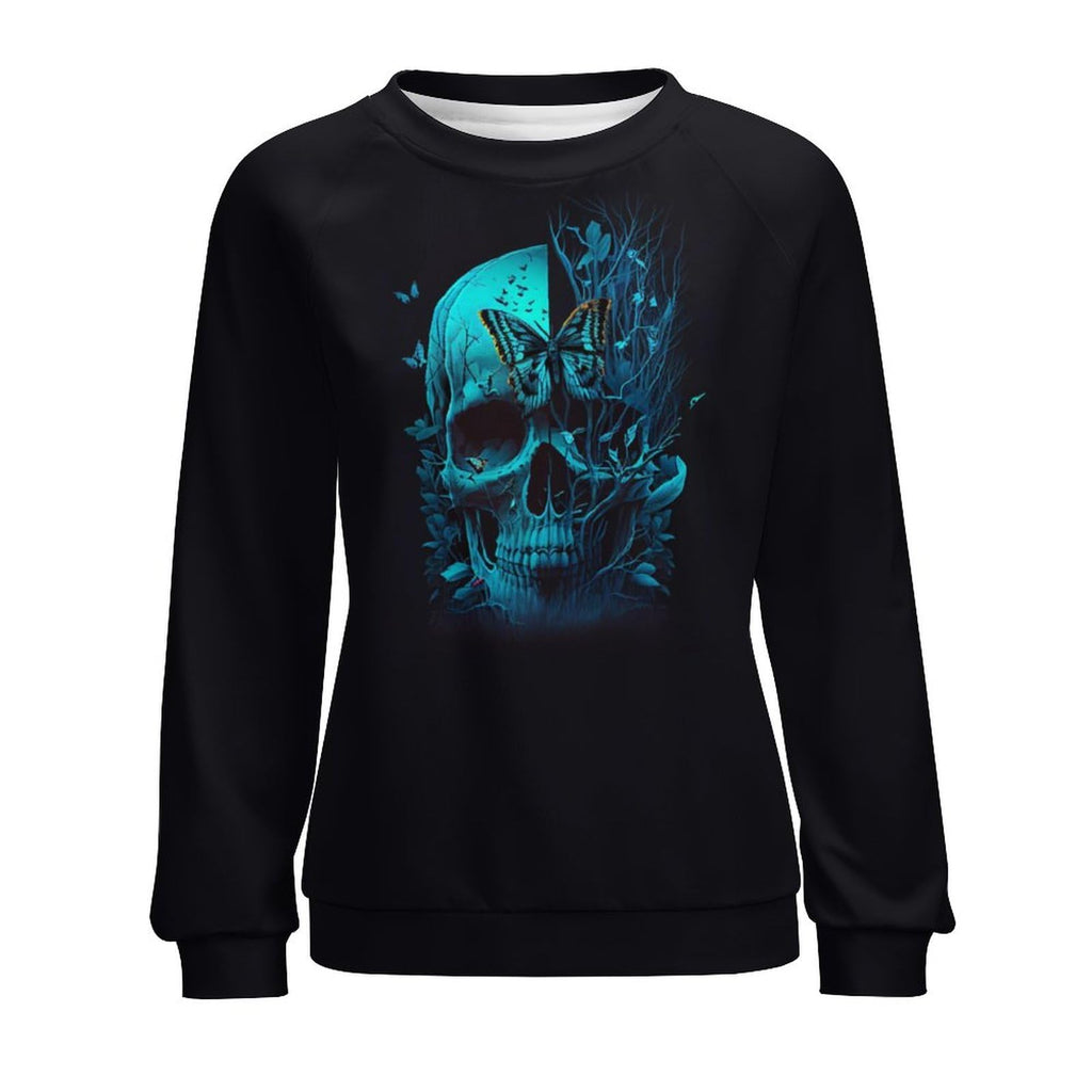 Lurhonp Women's Skull Graphic Sweatshirt Halloween Crewneck Long Sleeve Pullover Tops