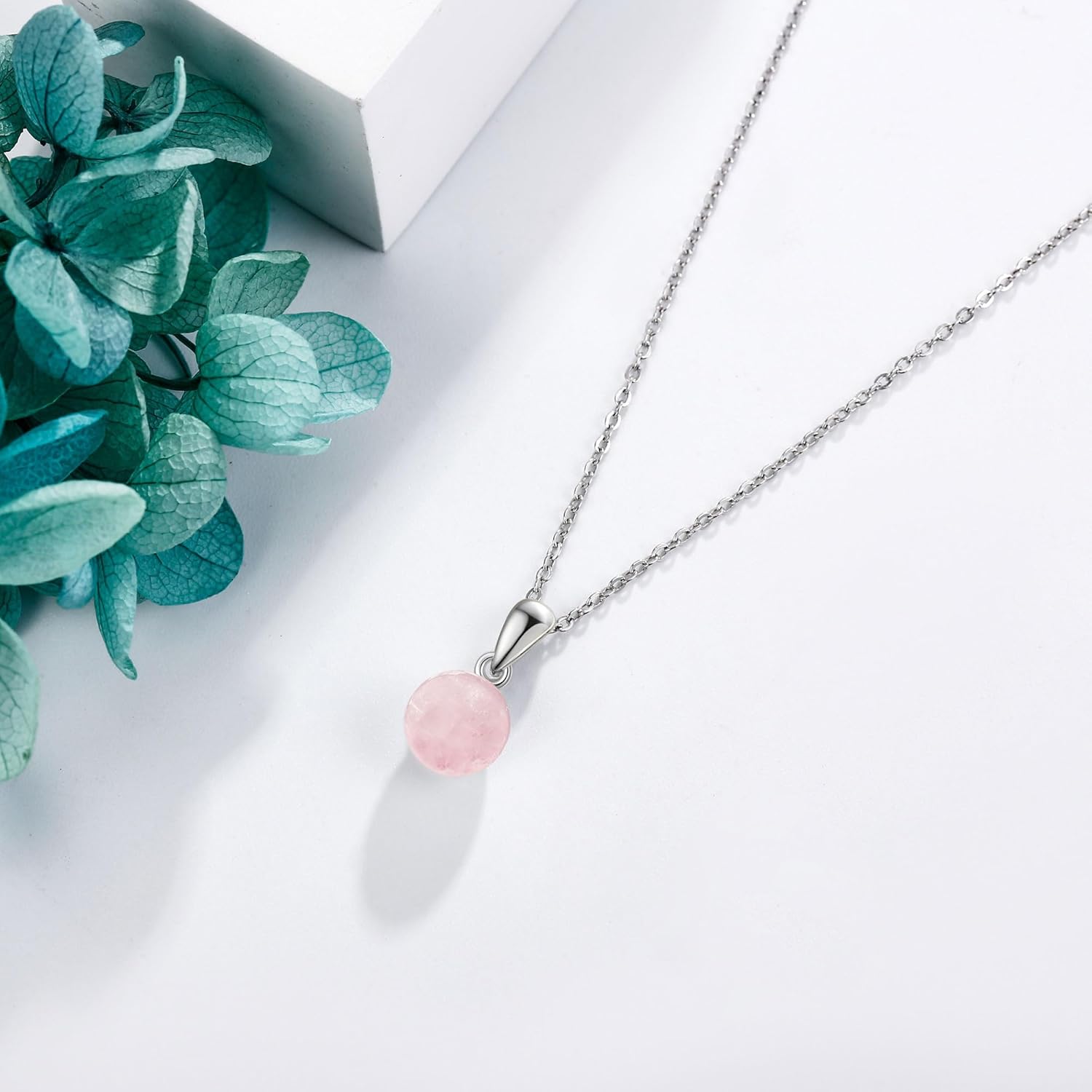 Rose Quartz Crystal Necklace Sterling Silver