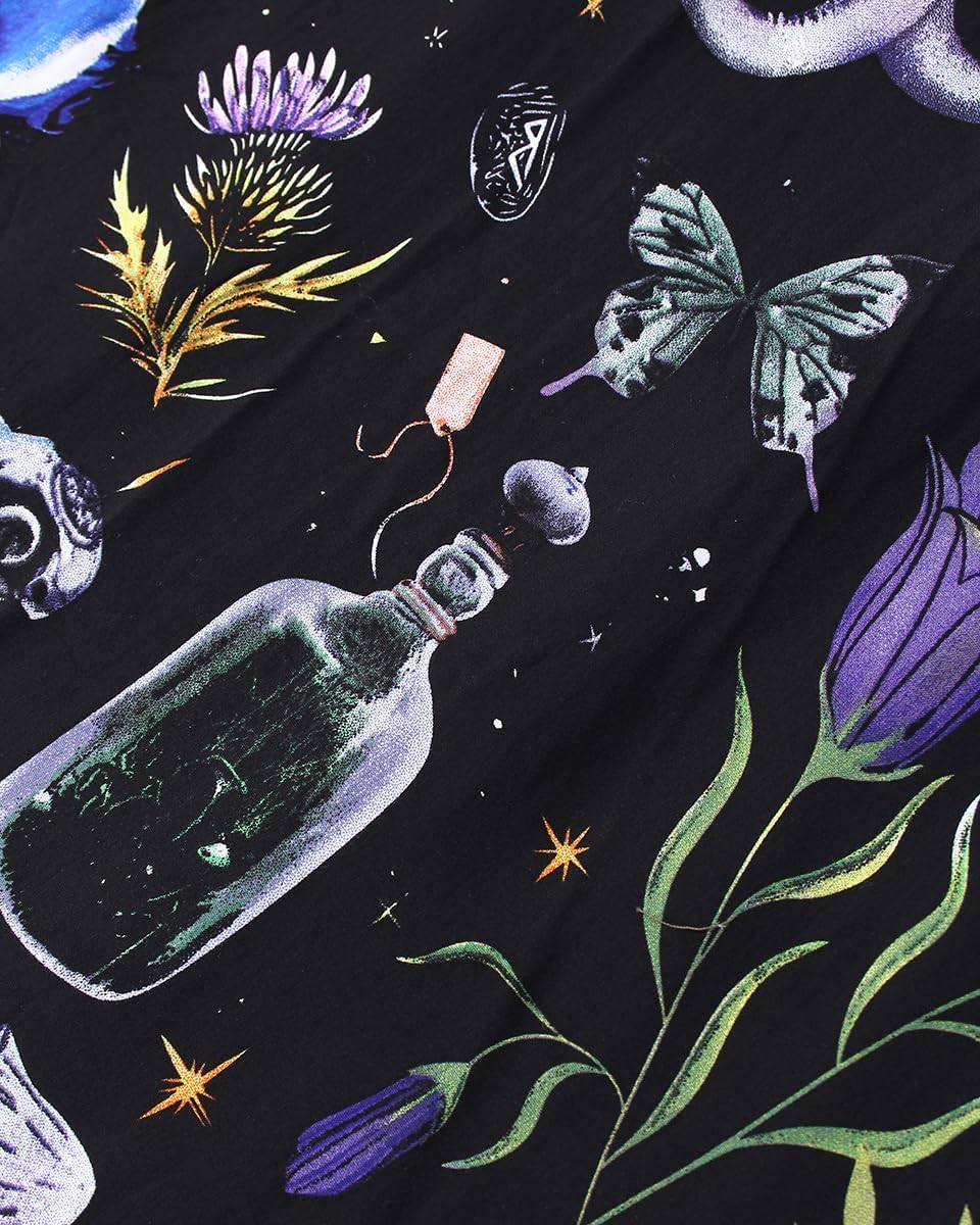 Womens Summer Dresses Mystical Gothic Maxi Dress Women Casual Floral Sundresses V Neck Sleeveless Halloween Outfits