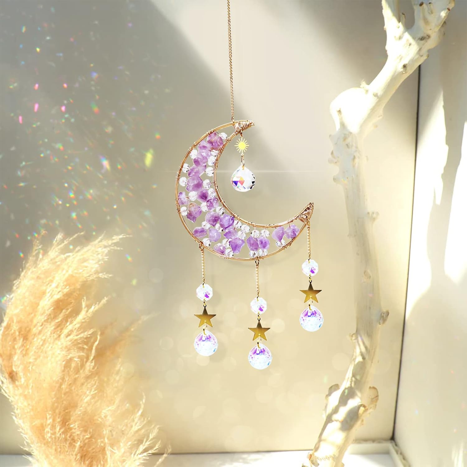 Crystal Glass Ball Prism Moon Suncatcher