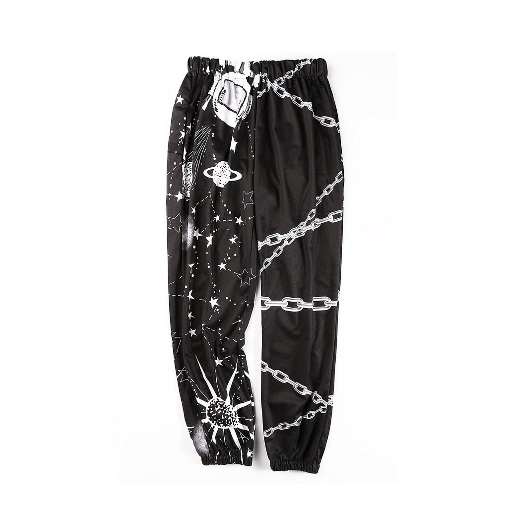 Amuver Women's Boho Hippie Harem Pants High Smocked Waist Printed Patchwork Sweatpants Yoga 90S Goth Baggy Casual Trousers