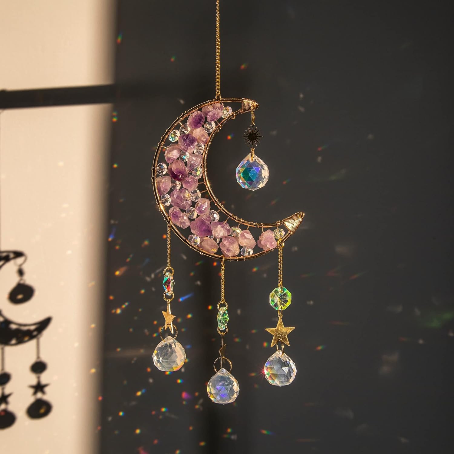 Crystal Glass Ball Prism Moon Suncatcher