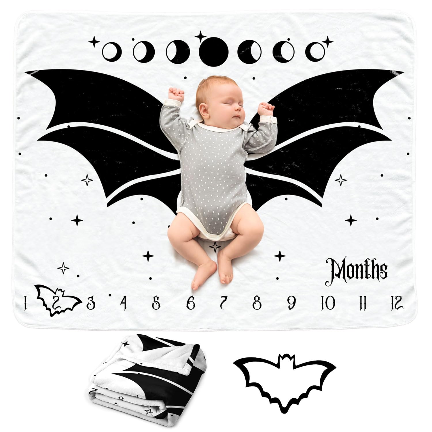 Bat Baby Monthly Blanket for Newborn