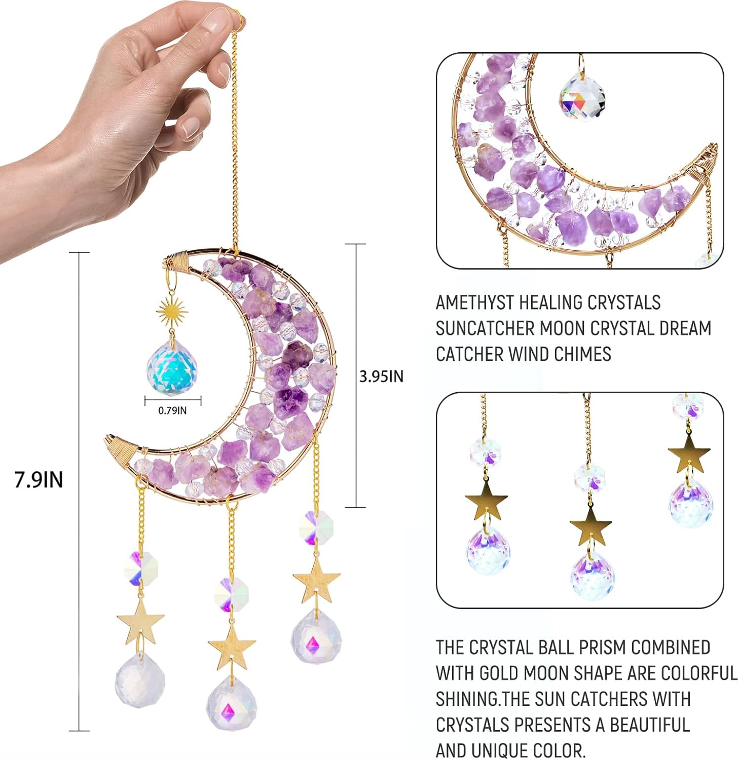 Crystal Glass Ball Prism Moon Suncatcher