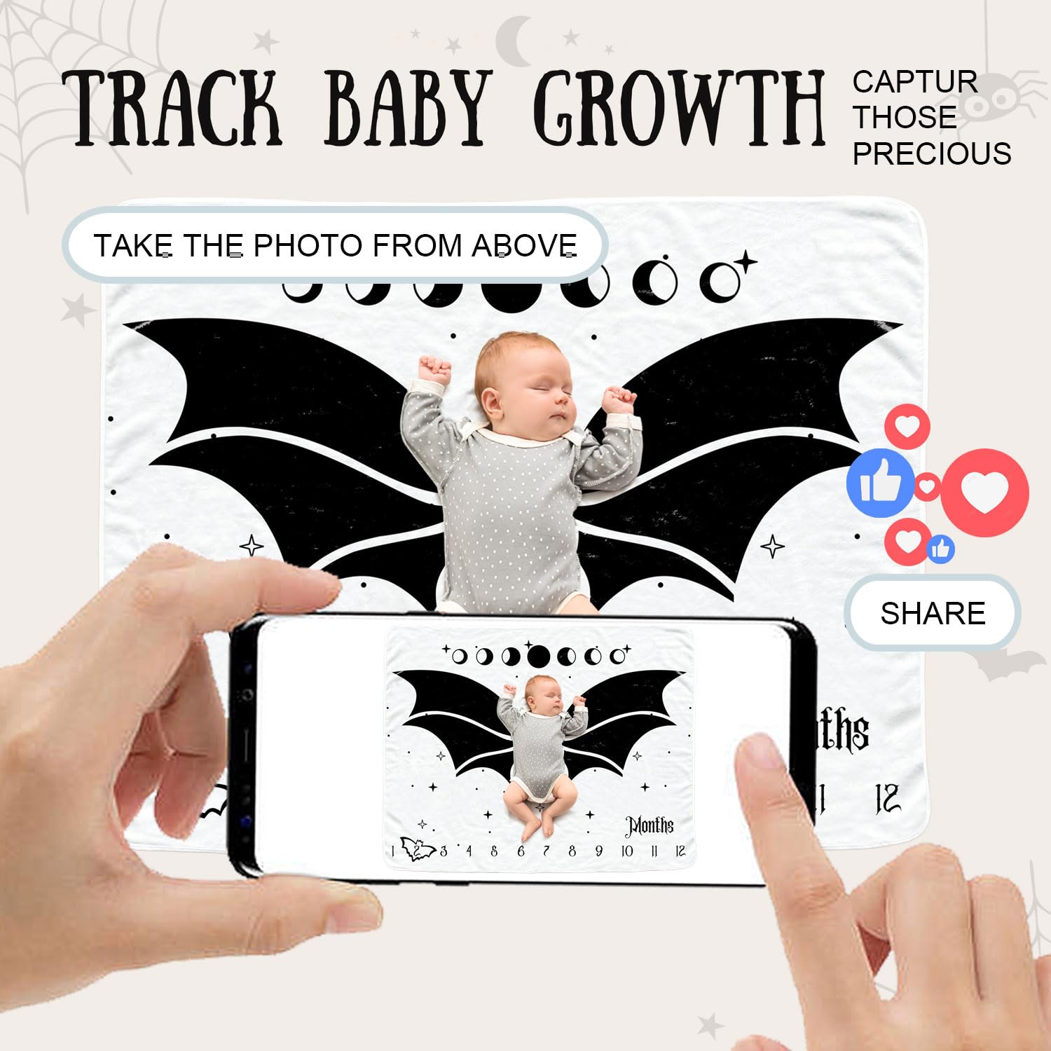 Bat Baby Monthly Blanket for Newborn