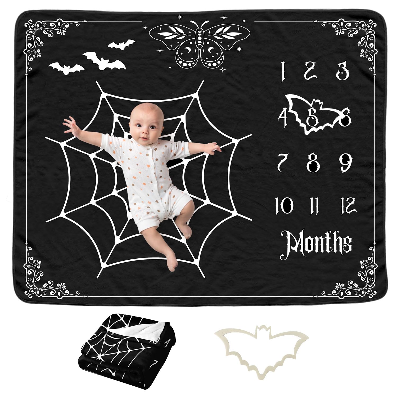 Bat Baby Monthly Blanket for Newborn