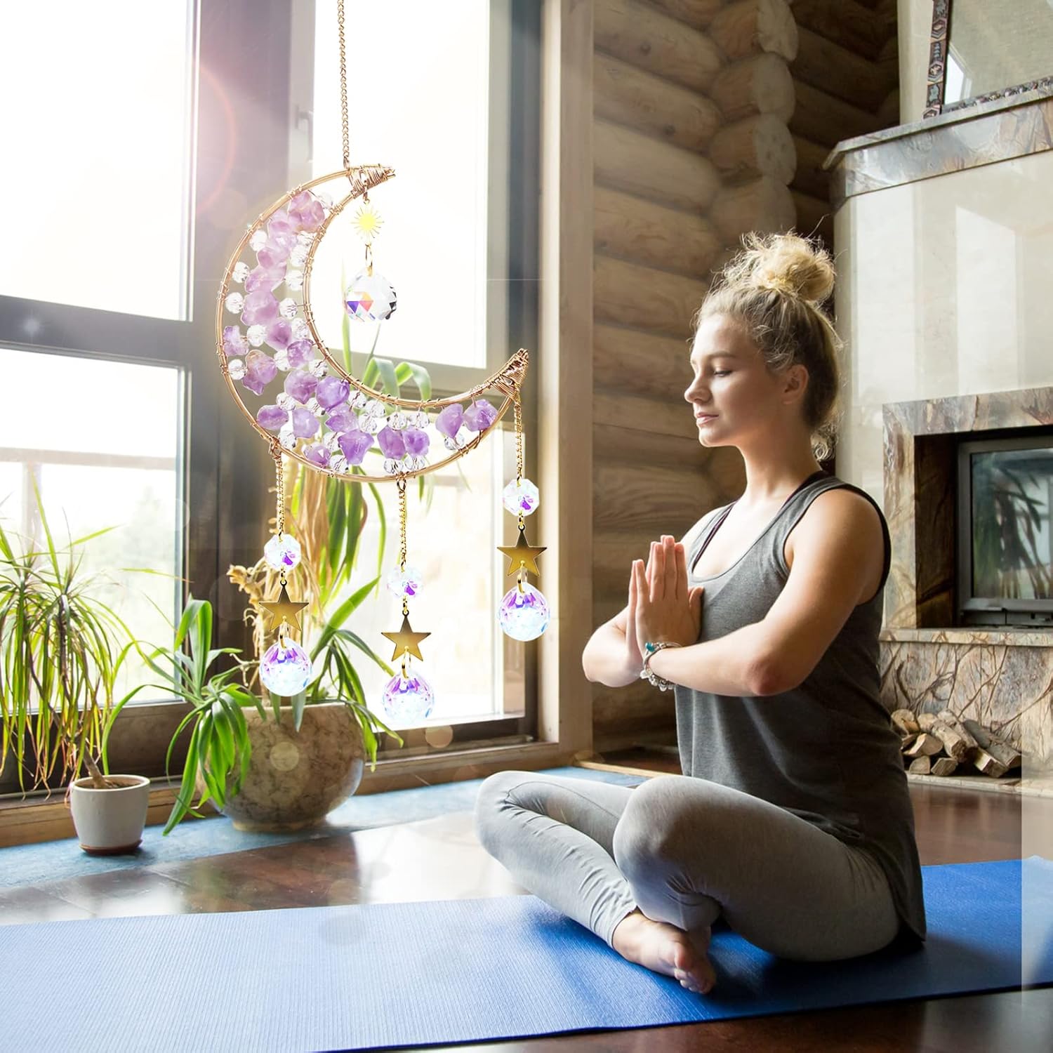 Crystal Glass Ball Prism Moon Suncatcher