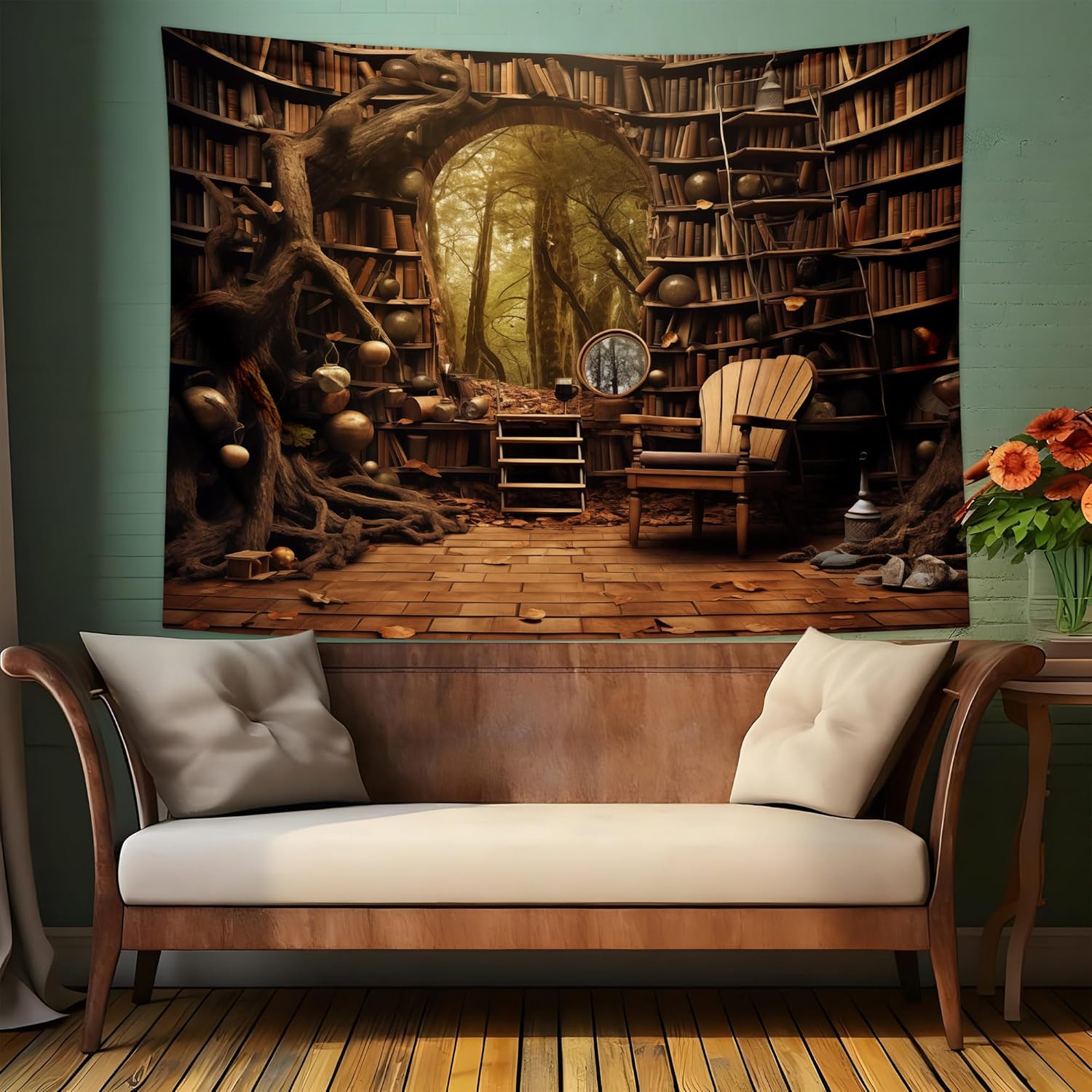 Bookshelf Fairy Tale Forest Tapestry