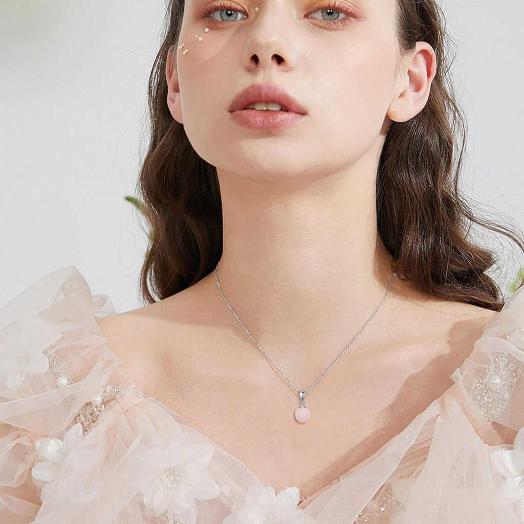 Rose Quartz Crystal Necklace Sterling Silver