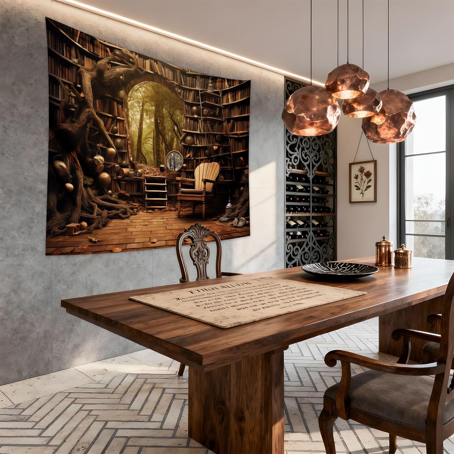 Bookshelf Fairy Tale Forest Tapestry