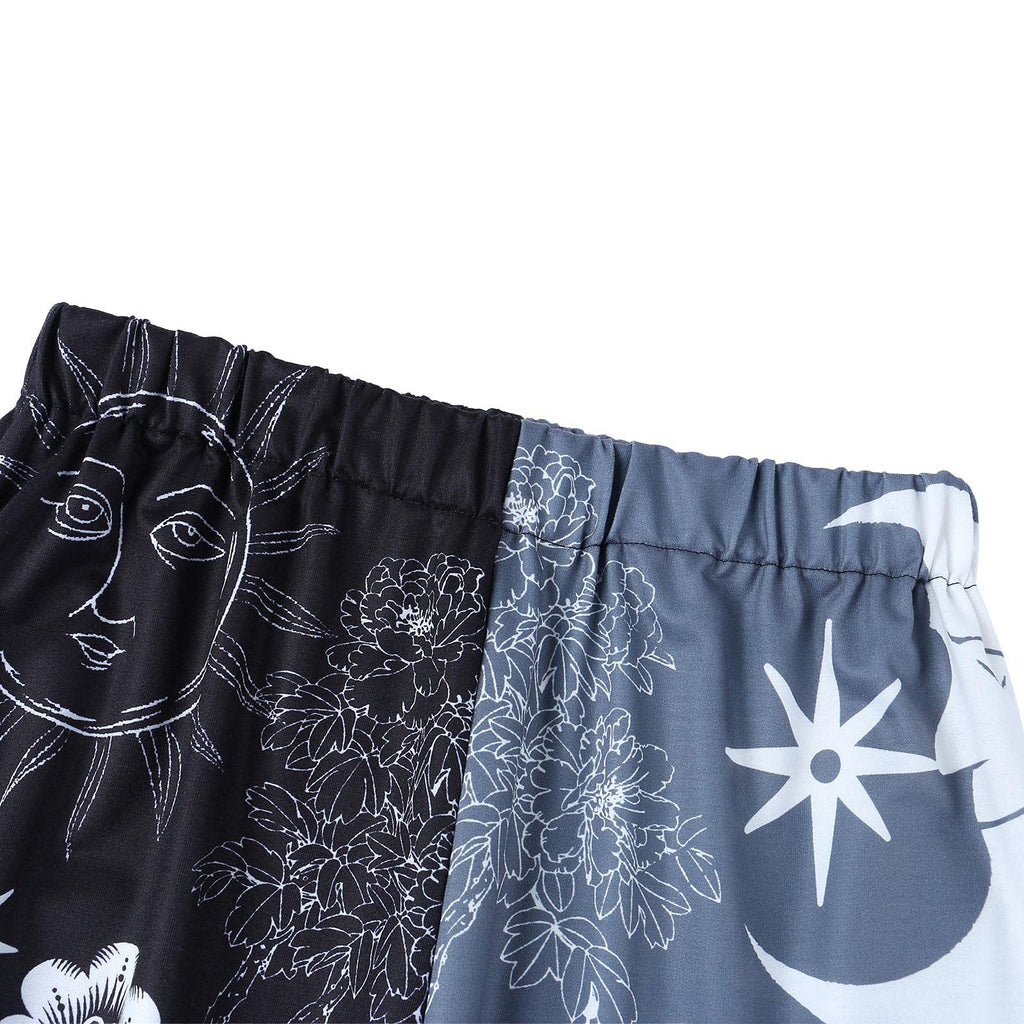 Amuver Women's Boho Hippie Harem Pants High Smocked Waist Printed Patchwork Sweatpants Yoga 90S Goth Baggy Casual Trousers