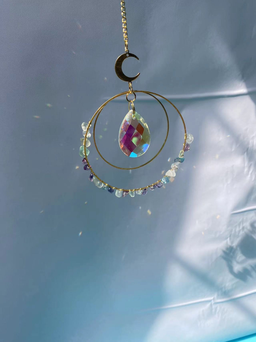 Natural Gravel White Crystal Circle Sunshine Catcher