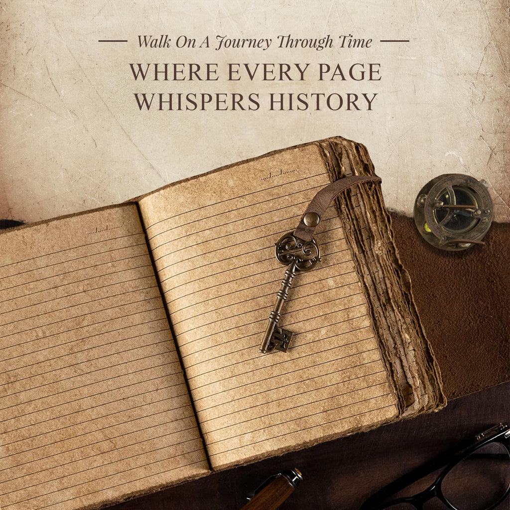 Antique Leather Journal Lined Pages with Key