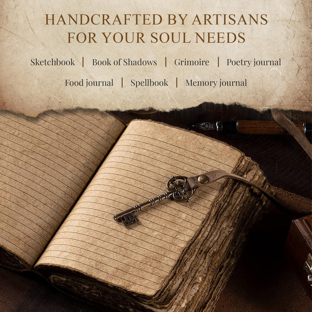 Antique Leather Journal Lined Pages with Key