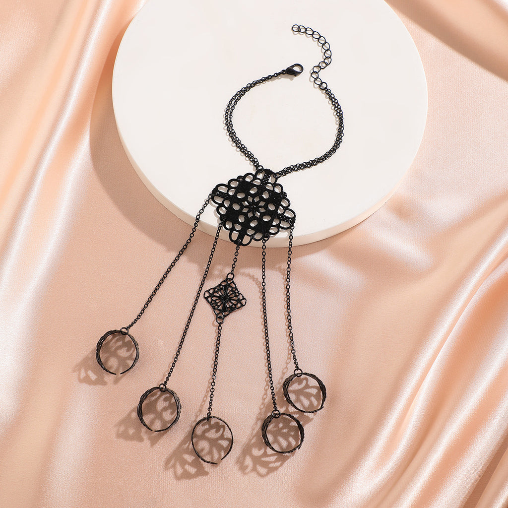 Goth Style Exaggerated Finger Tassel Bracelet