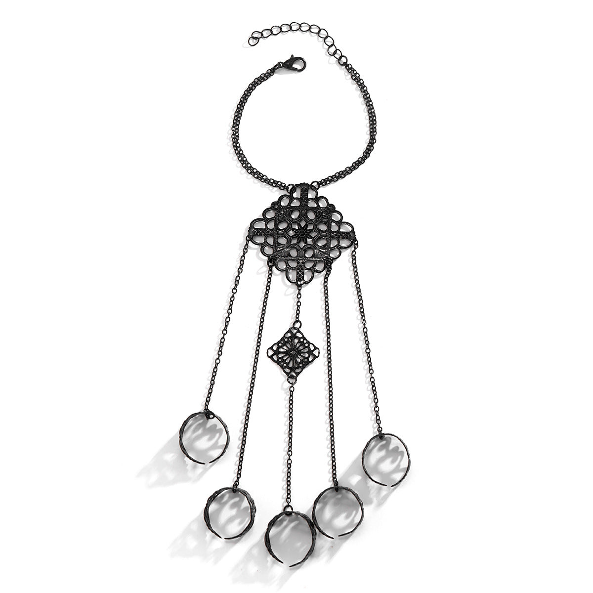 Goth Style Exaggerated Finger Tassel Bracelet